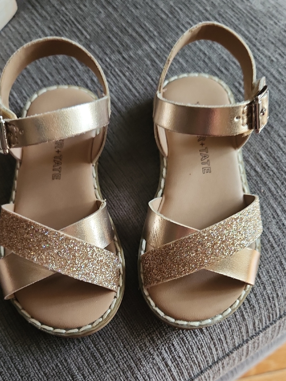 Tucker + Tate Rose Gold Glitter Cross-Strap Sandals